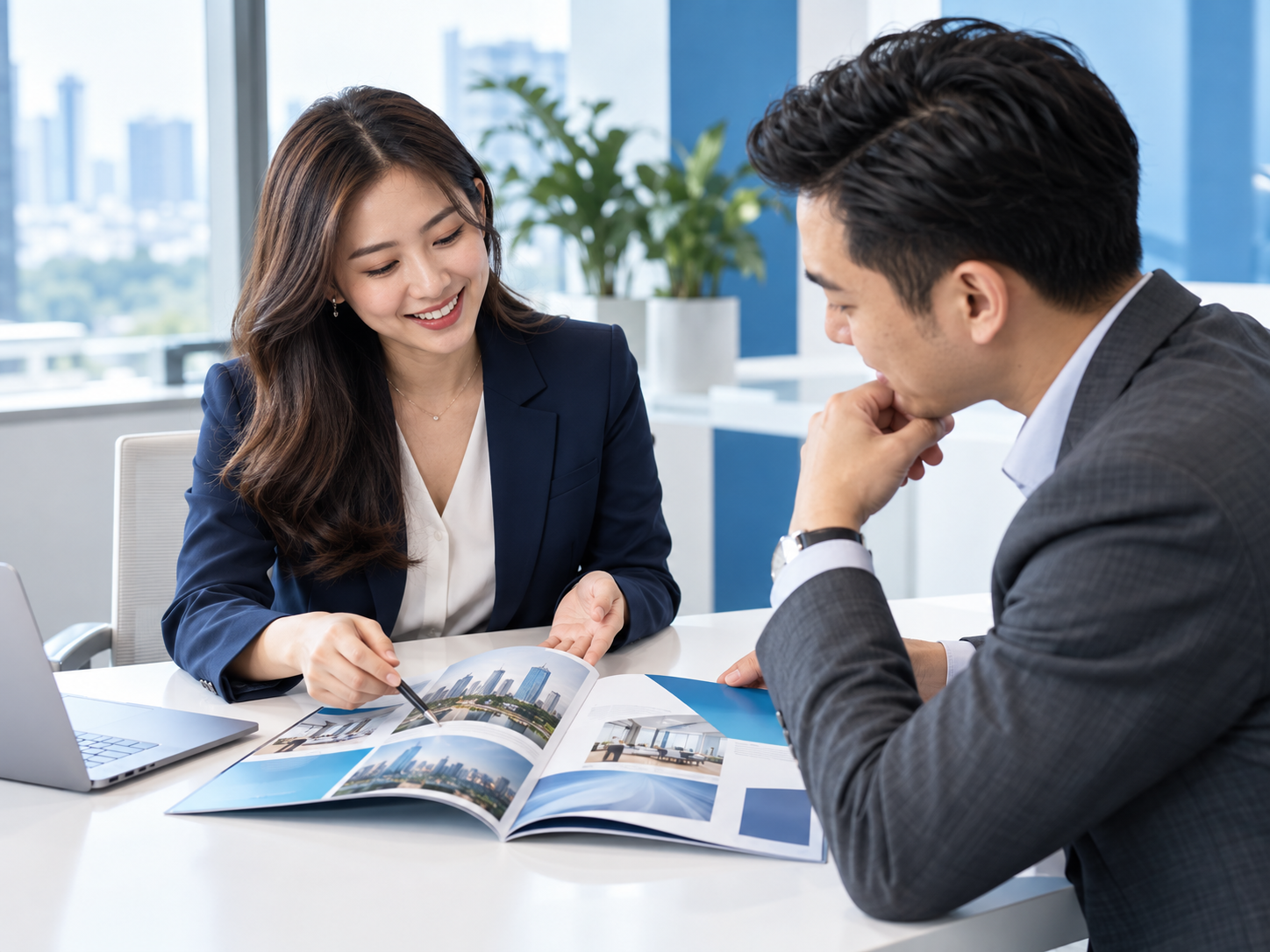 Business Consultation Over a Company Brochure